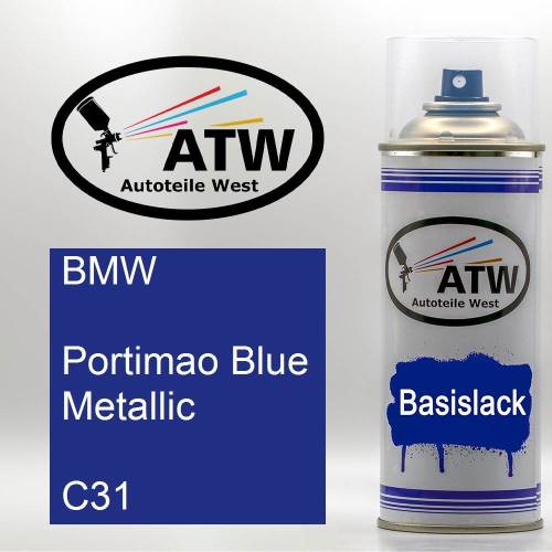 BMW, Portimao Blue Metallic, C31: 400ml Sprühdose, von ATW Autoteile West.